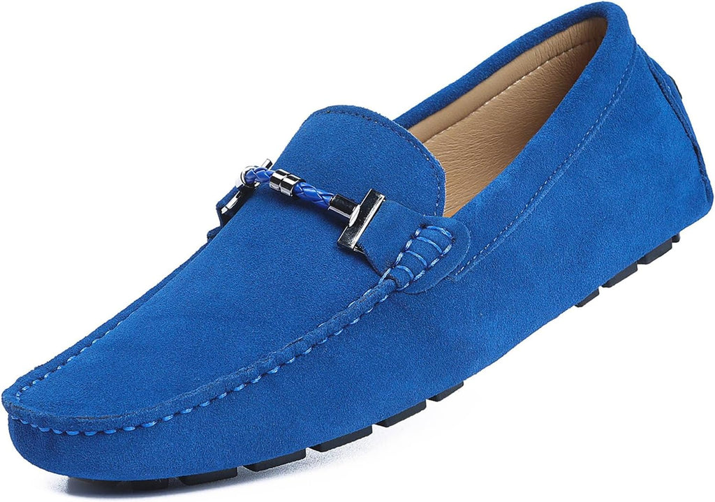 Go Tour Men's Penny Loafers Moccasin Driving Shoes Slip On Flats Boat Shoes Sapphire Blue