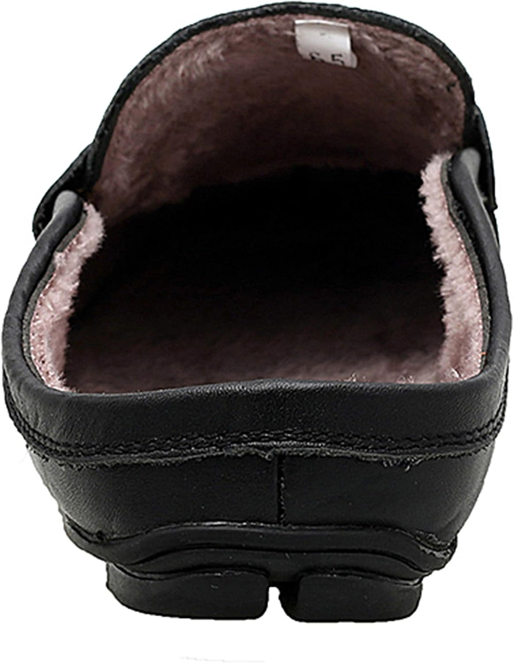 Go Tour Mens Mules Clog Slippers Breathable Punching Leather Slip on Shoes Casual Loafers C-black Fur