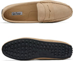 Go Tour Women's Suede Penny Loafers Classic Slip-On Driving Shoes Beige
