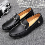Go Tour Men's Casual Leather Fashion Slip on Loafers Shoes A Black
