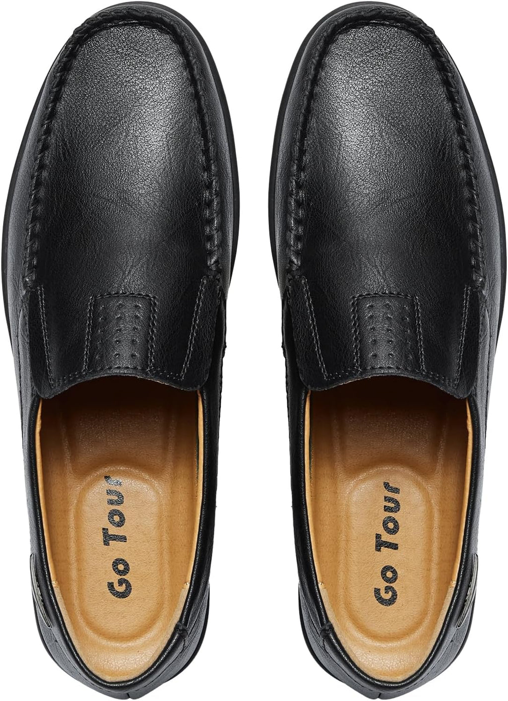Go Tour Men's Casual Leather Fashion Slip-on Loafers Shoes B-black