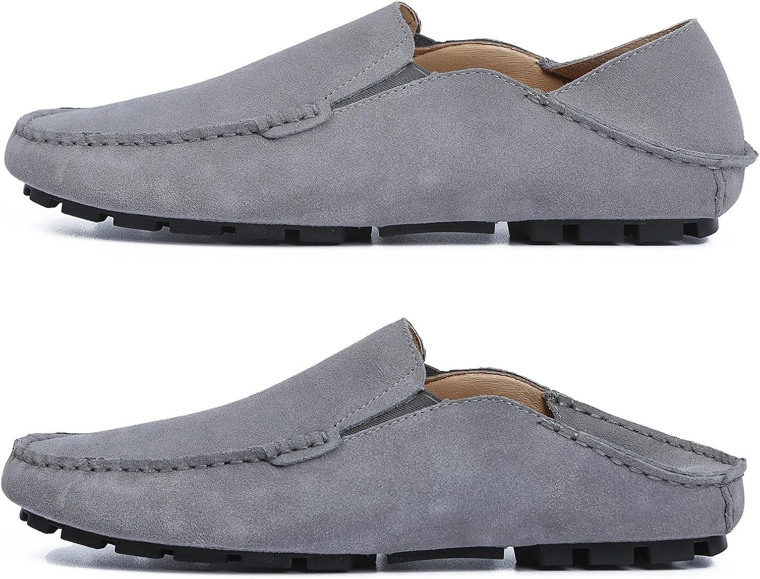 Go Tour Handmade Mens Casual Loafers Moccasins Slip On Driving Shoes Grey
