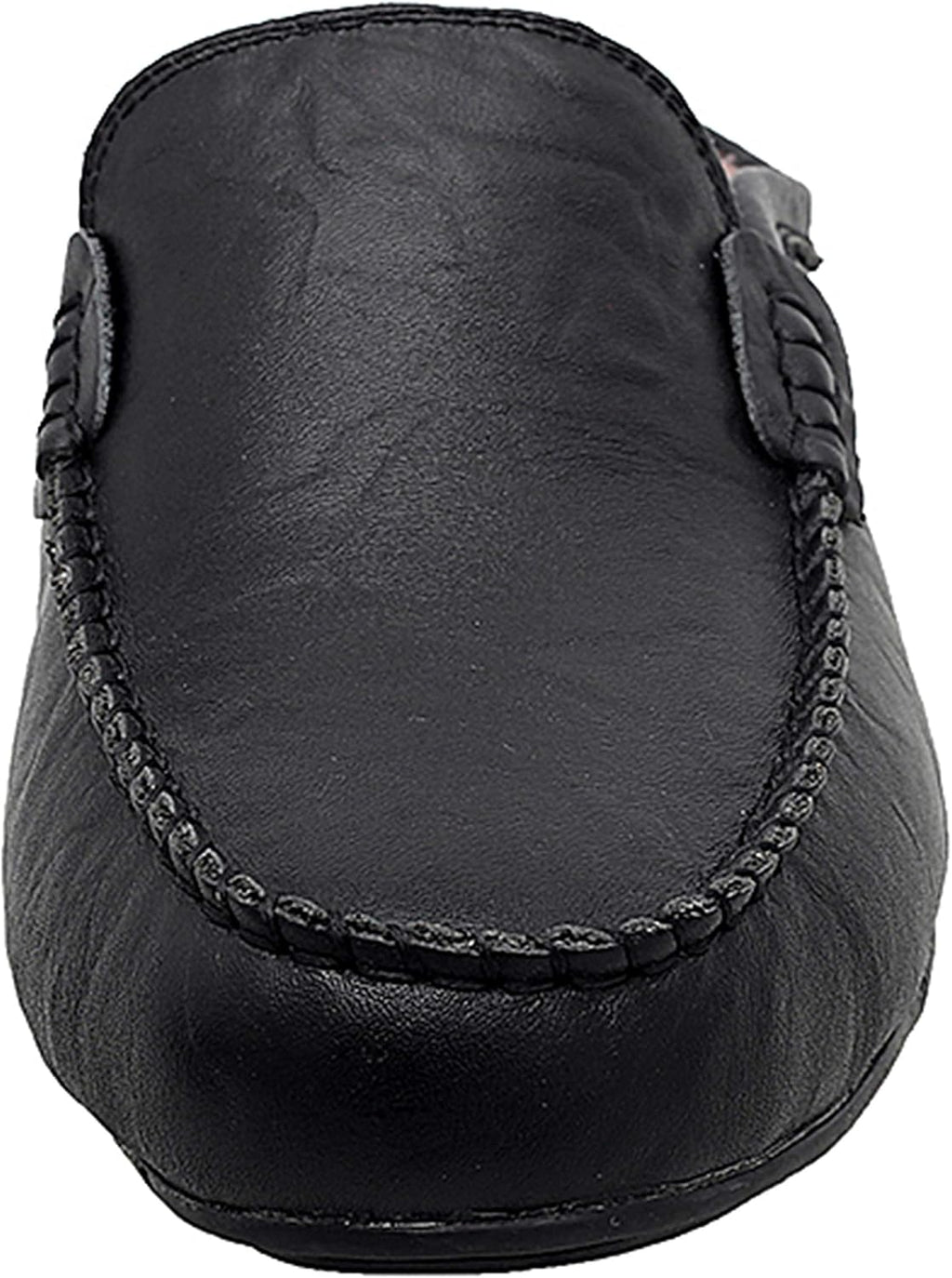 Go Tour Mens Mules Clog Slippers Breathable Punching Leather Slip on Shoes Casual Loafers C-black Fur