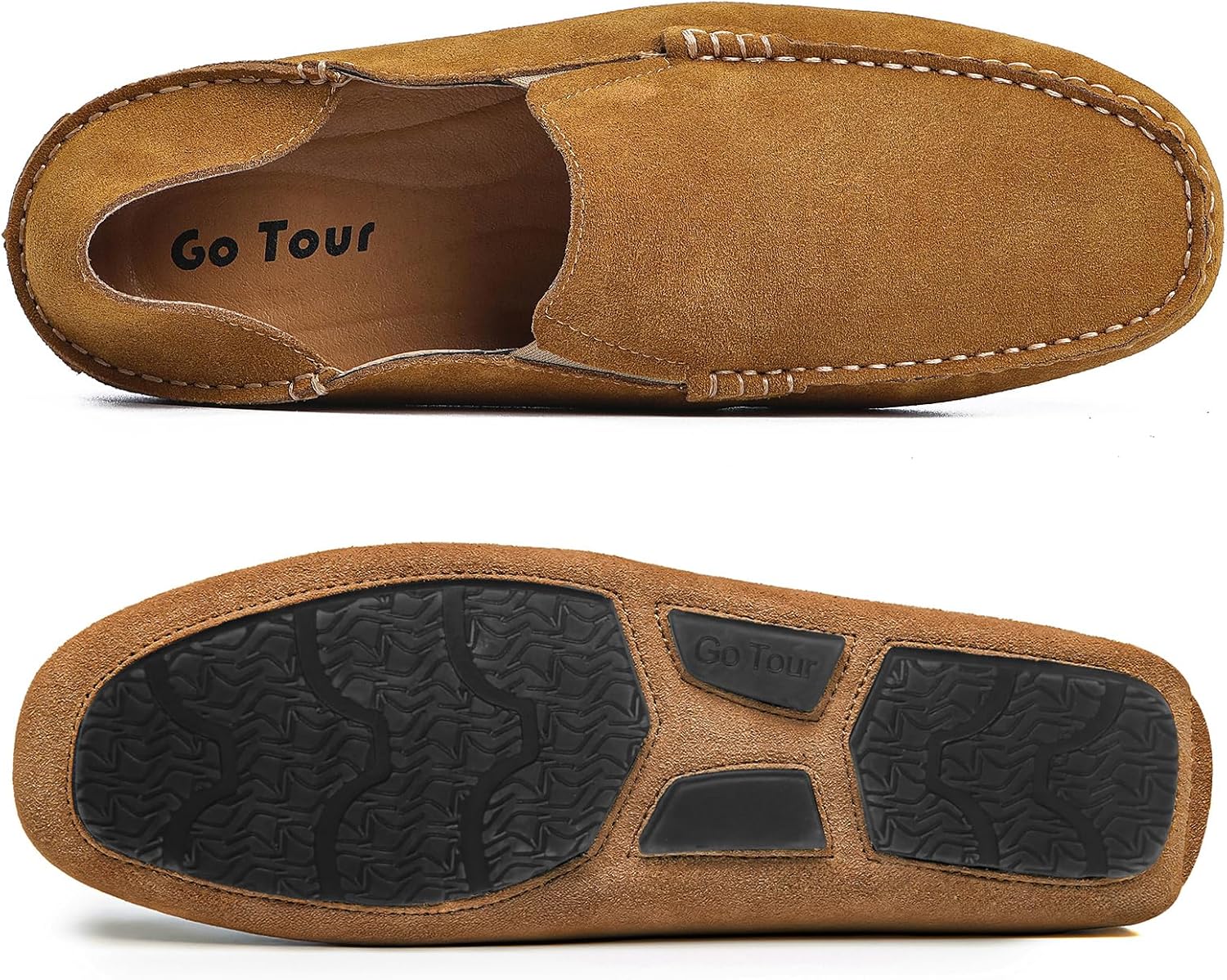 Go Tour Handmade Mens Casual Loafers Moccasins Slip On Driving Shoes Brown