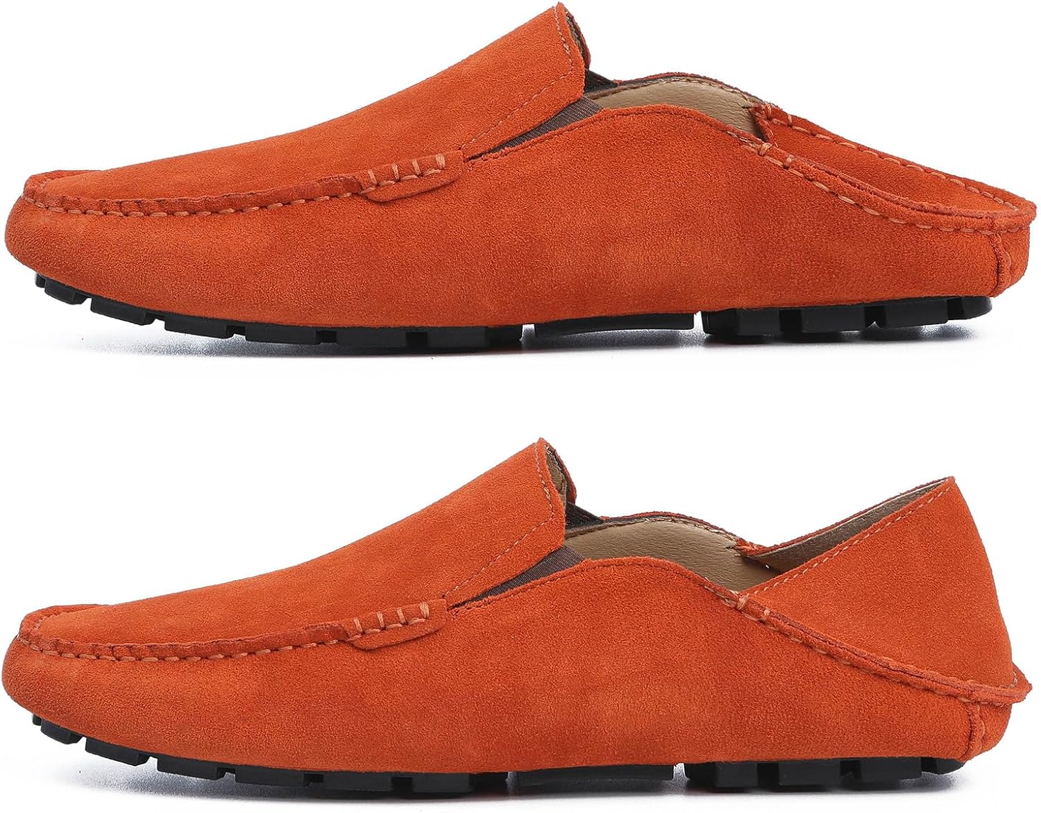 Go Tour Handmade Mens Casual Loafers Moccasins Slip On Driving Shoes Orange