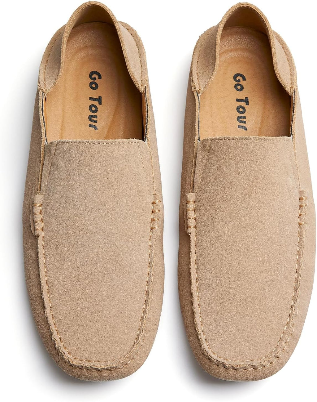 Go Tour Handmade Mens Casual Loafers Moccasins Slip On Driving Shoes Beige