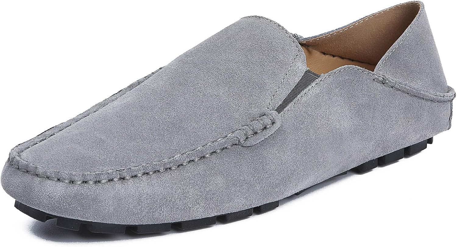 Go Tour Handmade Mens Casual Loafers Moccasins Slip On Driving Shoes Grey