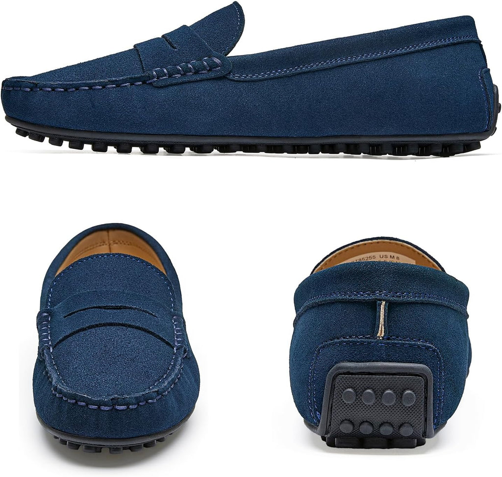 Go Tour Women's Suede Penny Loafers Classic Slip-On Driving Shoes Navy