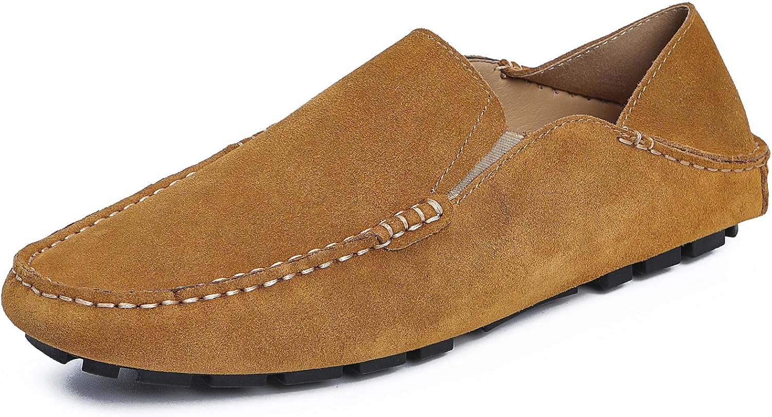 Go Tour Handmade Mens Casual Loafers Moccasins Slip On Driving Shoes Brown