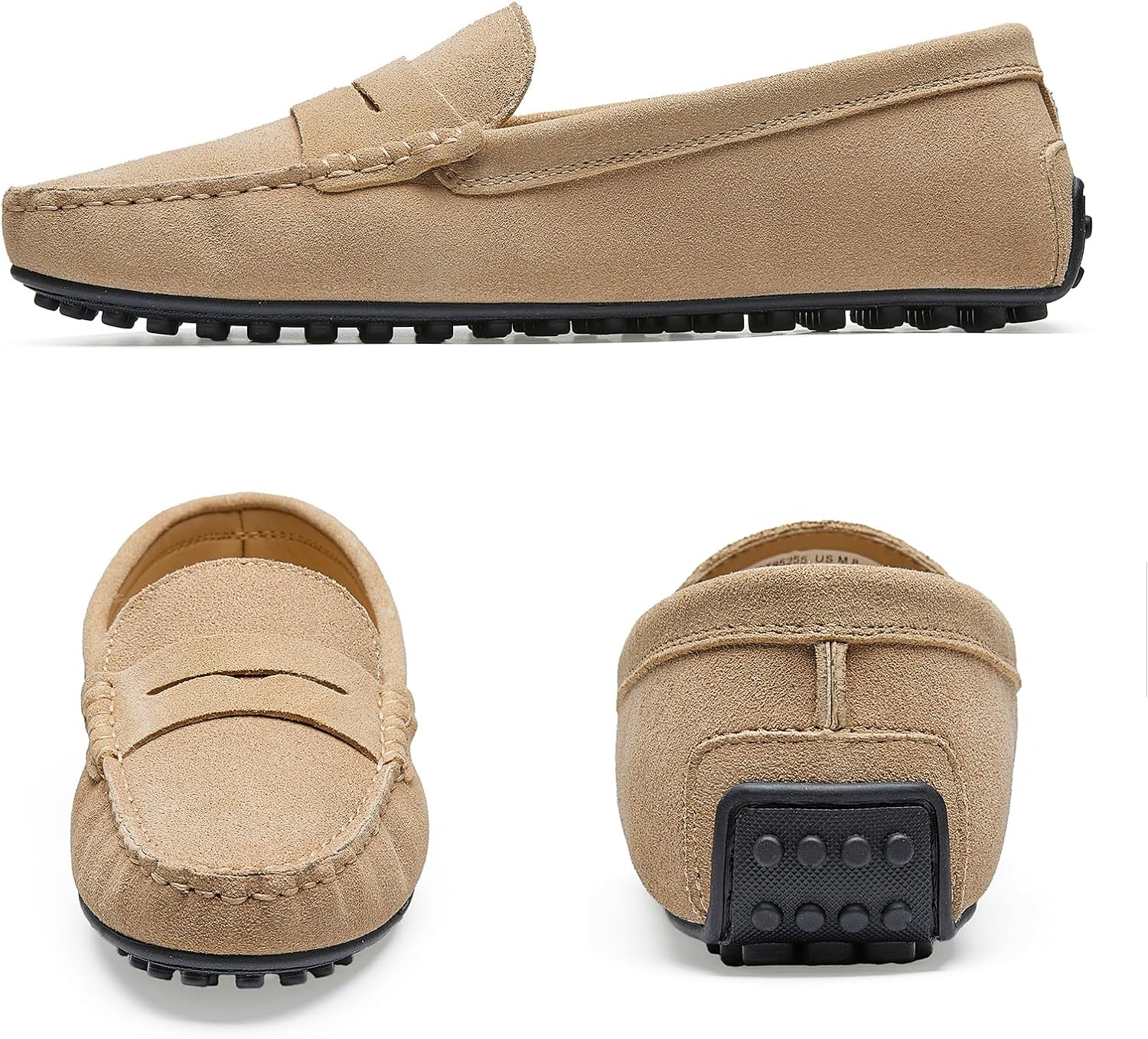 Go Tour Women's Suede Penny Loafers Classic Slip-On Driving Shoes Beige